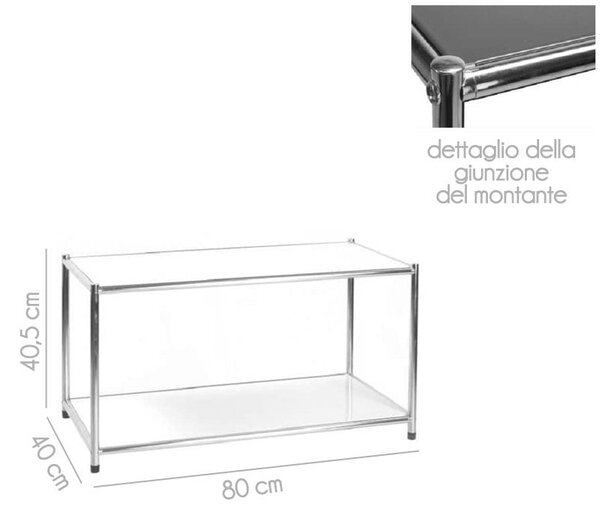 Libreria cromata 2 ripiani colore Marrone Easy 40x80xh40,5cm montaggio facile piedini regolabili