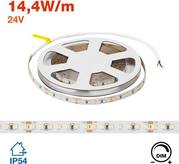 Striscia LED 24V 144W/m specifica per Banchi Pescheria IP54 - 5 metri