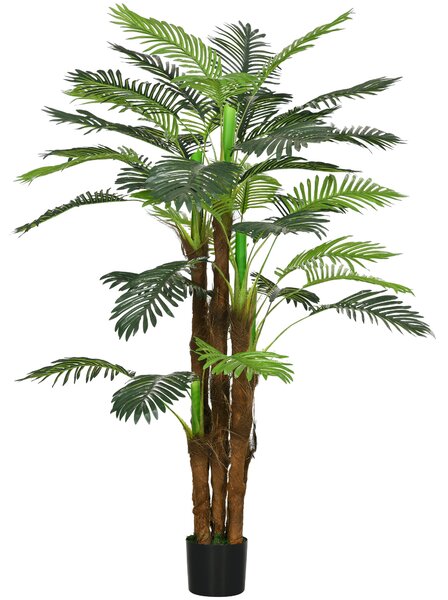 HOMCOM Palma Artificiale Verde da 160 cm in Vaso con 36 Foglie, in PE e Cemento per Interno ed Esterno