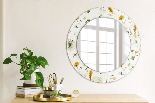 Specchio rotondo cornice con stampa Fiori di campo fi 50 cm