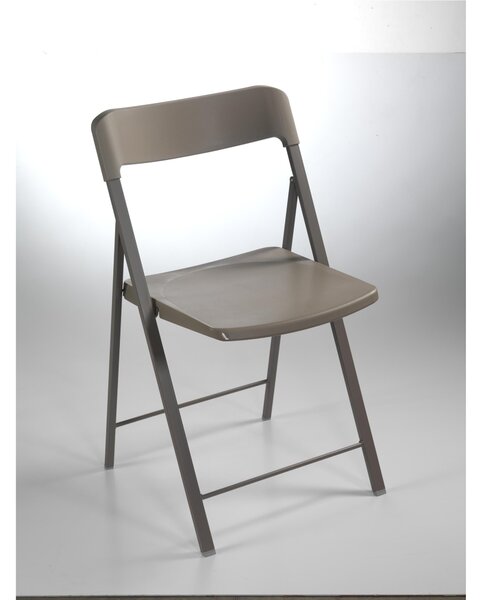 Sedia pieghevole richiudibile ZETA Altezza seduta 45 cm con struttura Alluminio Grigio tortora, chiusa ingombra solo 5 cm seduta e schienale in plastica tortora