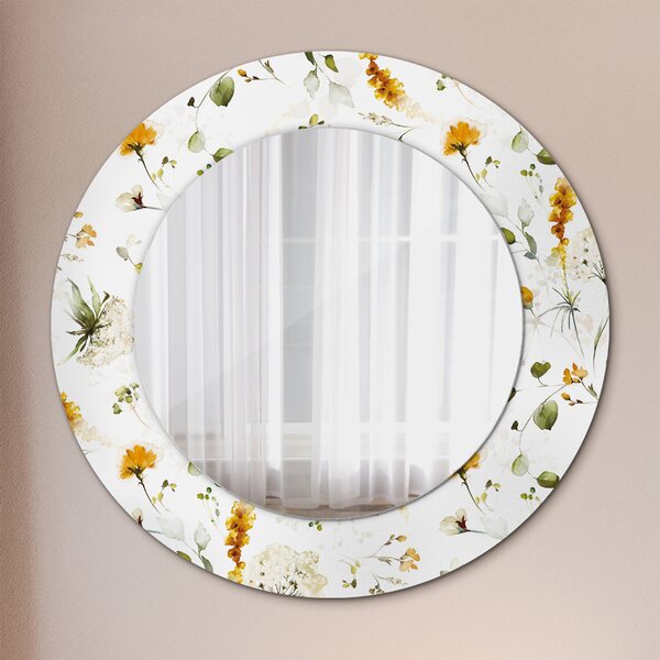 Specchio rotondo cornice con stampa Fiori di campo fi 50 cm