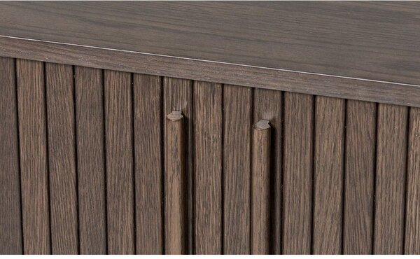 Cassettiera marrone effetto rovere con porte scorrevoli 140x76x45 cm Meta – Unique Furniture