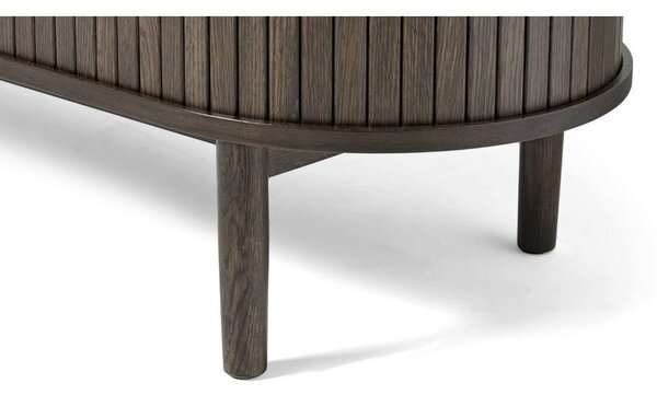 Cassettiera marrone effetto rovere con porte scorrevoli 140x76x45 cm Meta – Unique Furniture