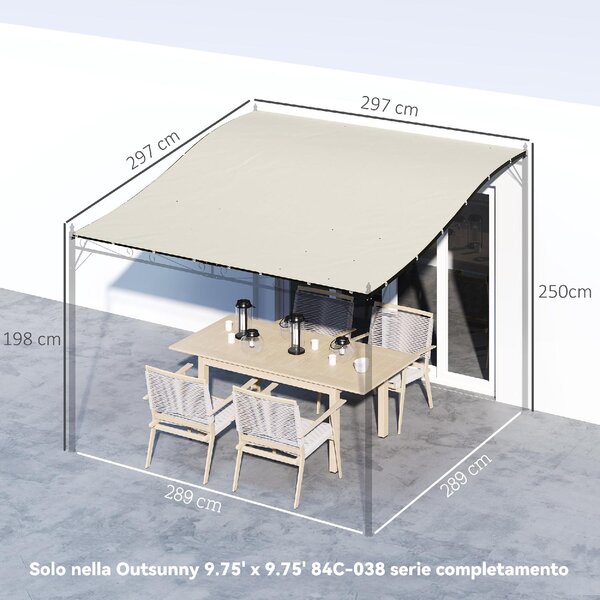 VivaGarden Telo Copertura per Pergola 3x3 m in Poliestere con 16 Fori di Drenaggio 297x297 cm colore Beige
