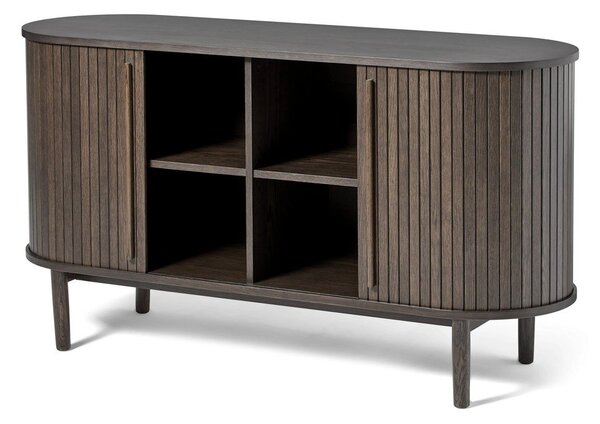 Cassettiera marrone effetto rovere con porte scorrevoli 140x76x45 cm Meta – Unique Furniture