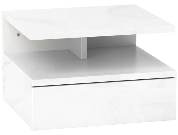 HOMCOM Comodino Sospeso per Camera da Letto con Cassetto e Ripiano Aperto in Legno, 35x32x22.5 cm, Bianco