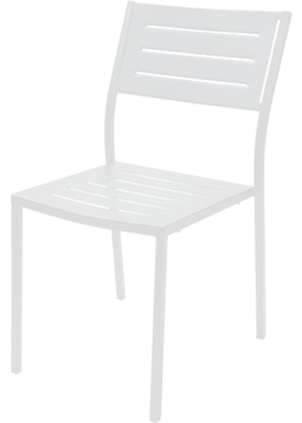 Set 2 sedie da giardino impilabili DORIO 1 in acciaio pre-zincata Verniciatura poliestere, 66x56xh97 cm, peso 14.6 kg, prodotto in italia, 100 x 100 riciclabile colore bianco