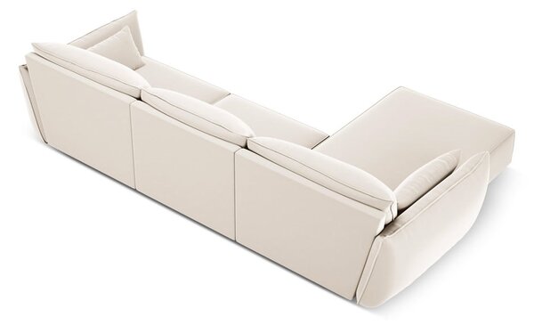 Divano angolare beige (con penisola a sinistra/con chaise lounge) con rivestimento in velluto Vanda – Mazzini Sofas