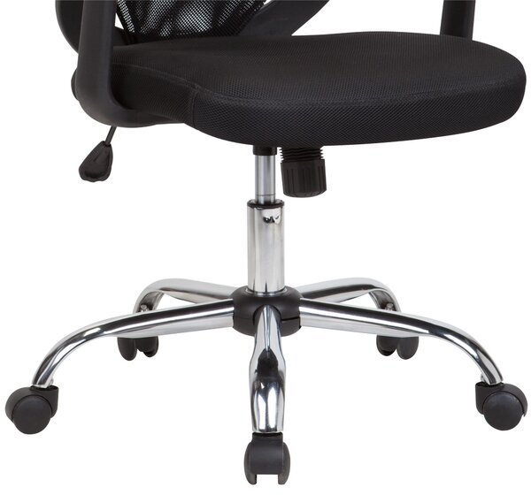 Sedia operativa con braccioli, nero, TUCSON per casa ed ufficio 54x60xh90-max 98 cm ruote piroettanti