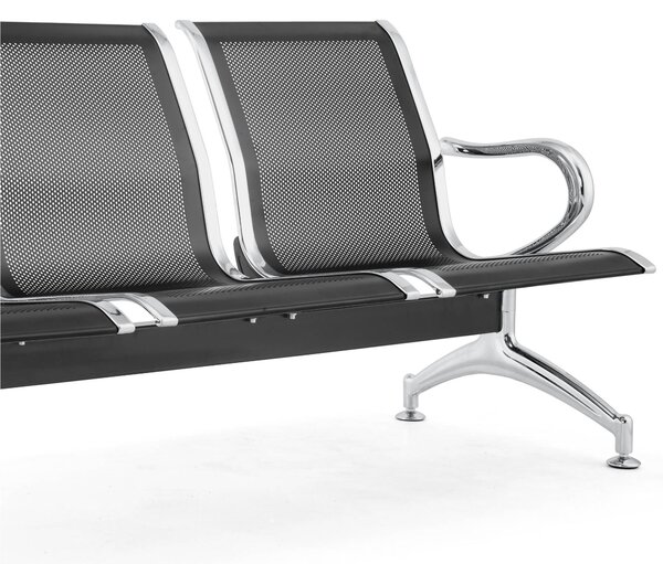 Panca di attesa INDOOR 5 posti in acciaio microforato grigio Dimensioni 293x68 h78 cm Peso kg 45 in acciaio microforato con trattamento antiruggine colore Nero