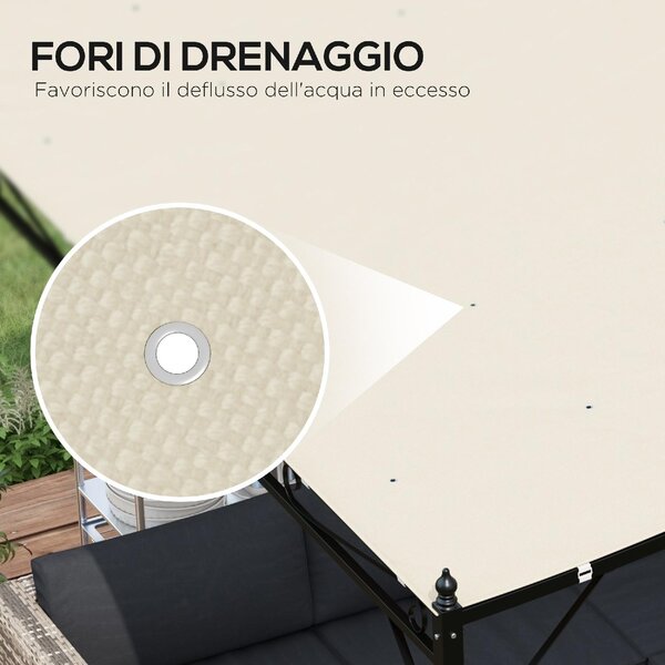 VivaGarden Telo Copertura per Pergola 3x3 m in Poliestere con 16 Fori di Drenaggio 297x297 cm colore Beige