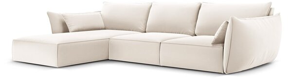 Divano angolare beige (con penisola a sinistra/con chaise lounge) con rivestimento in velluto Vanda – Mazzini Sofas