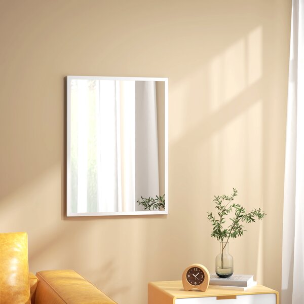 HOMCOM Specchio da Parete Rettangolare con Ganci, in Vetro e MDF, 60x80 cm, Bianco | Aosom Italy