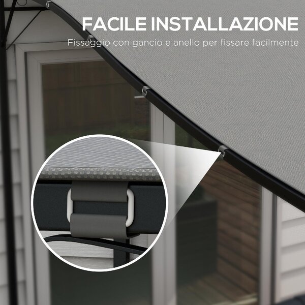 VivaGarden Telo Copertura per Pergola 3x3 m in Poliestere con 16 Fori di Drenaggio Dimensioni 297x297 cm colore Grigio Scuro