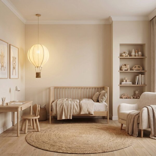 Lampada a sospensione Aeris Lindby, dimmerabile, Crema / Ambra, Cameretta, Tessuto / Stoffa / Seta, Lampada a sospensione