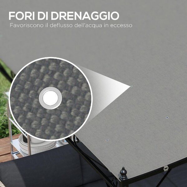 VivaGarden Telo Copertura per Pergola 3x3 m in Poliestere con 16 Fori di Drenaggio Dimensioni 297x297 cm colore Grigio Scuro