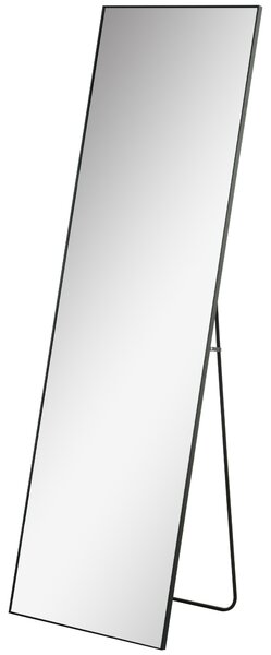 HOMCOM Specchio a Figura Intera da Parete o da Terra in Metallo e Lega di Alluminio, 50x2x161.5 cm, Nero | Aosom Italy