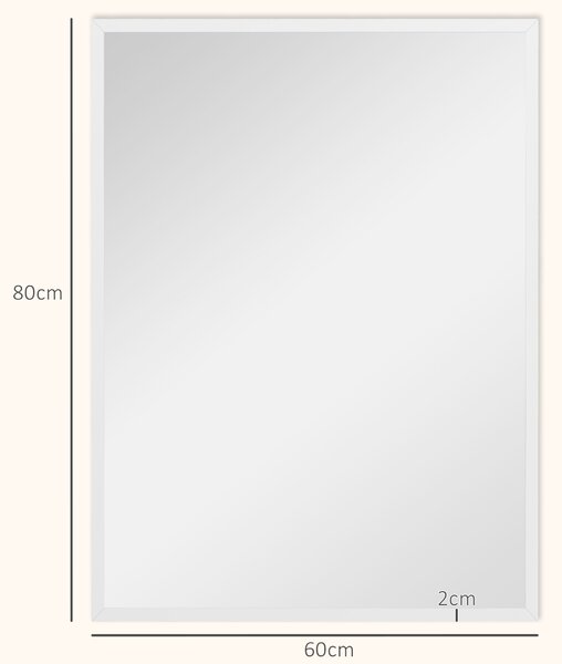 HOMCOM Specchio da Parete Rettangolare con Ganci, in Vetro e MDF, 60x80 cm, Bianco | Aosom Italy