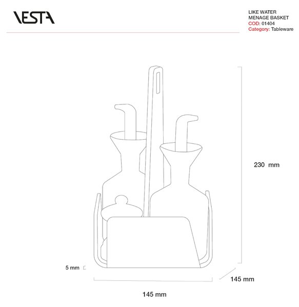 Menage cestino like water ice, 4 pezzi dimensioni 14,5x14,5xH23 cm, peso 0,755 kg, spessore 5 mm trasparente con ampolle salvagoccia