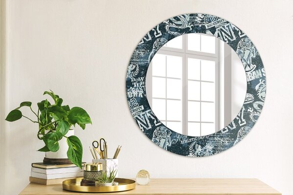 Specchio rotondo cornice con stampa Collage fi 50 cm