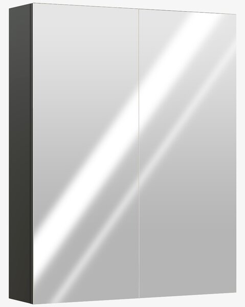 HOMCOM Armadietto Pensile Bagno 2 Ante con Specchiera e 2 Ripiani Interni in MDF, 60x15x75 cm, Nero | Aosom Italy