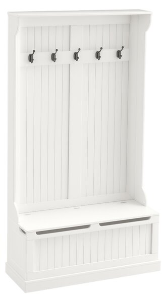 HOMCOM Appendiabiti da Terra 179.7cm con Panca Porta Scarpe, 5 Ganci, Dispositivo Antiribaltamento, per Ingresso, Crema | Aosom Italy