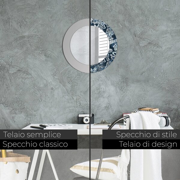 Specchio rotondo cornice con stampa Collage fi 50 cm