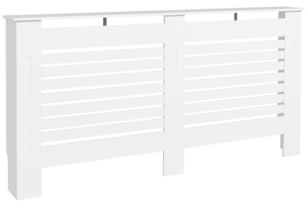 HOMCOM Copritermosifoni a Doghe con Ripiano Portaoggetti, in Legno, 152x19x81 cm, Bianco | Aosom Italy