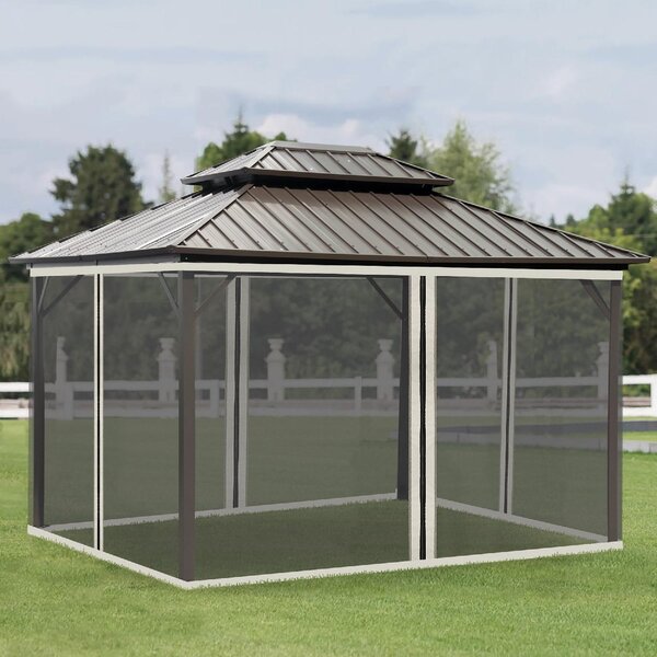 VivaGarden Telo per Gazebo Zanzariera Universale con Cerniere 335x207 cm colore Nero/Beige