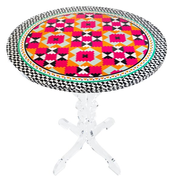 Tavolinetto rotondo ETHNIC DECOR diametro 50xh55 cm spessore 12 mm in plexiglass spessore 12 mm multicolor