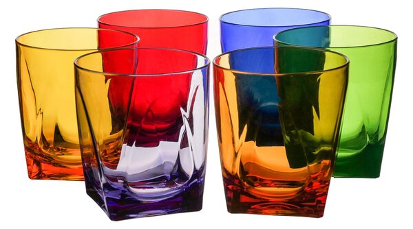 Bicchieri bassi tumbler - in SAN set 6 pezzi trasparente incolore, dimensioni 8x8xH9 cm, peso 0,64 kg colorati grande resistenza