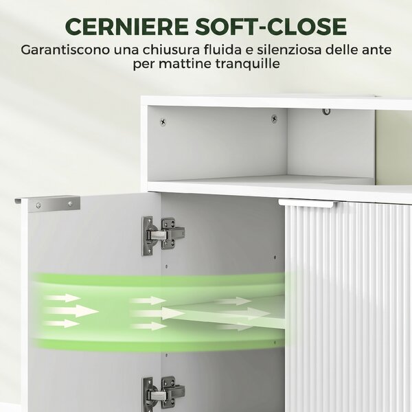 HOMCOM Mobile Sotto Lavabo Bagno con Ripiano Interno Regolabile e Ripiano Aperto, in Legno, 60x33x63 cm, Bianco | Aosom Italy