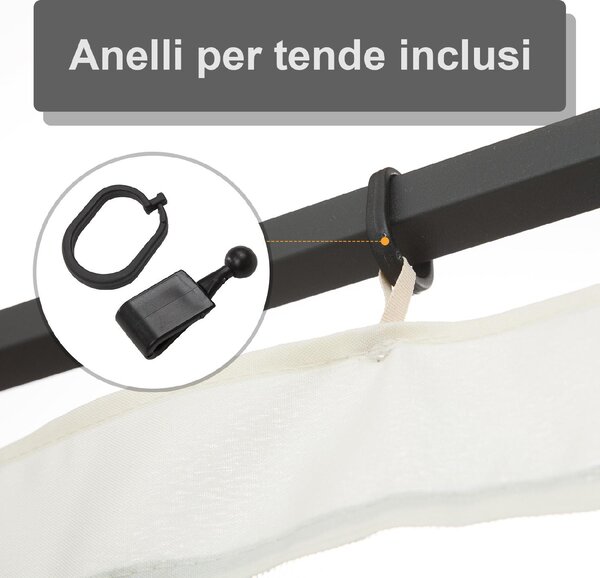 VivaGarden Telo per Gazebo Zanzariera Universale con Cerniere 335x207 cm colore Nero/Beige