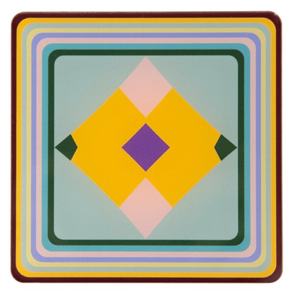 Sottobicchiere quadrato in plexiglas bicolore RAINBOW 10x10 cm colore in cristallo acrilico trasparente con base stampata; set da 6 pz