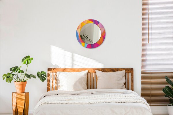 Specchio rotondo cornice con stampa Composizione geometrica fi 50 cm