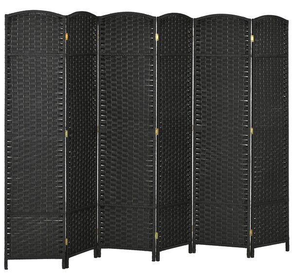 HOMCOM Paravento Divisorio da Interni Pieghevole a 6 Ante Intrecciato, 240x170 cm, Nero | Aosom Italy