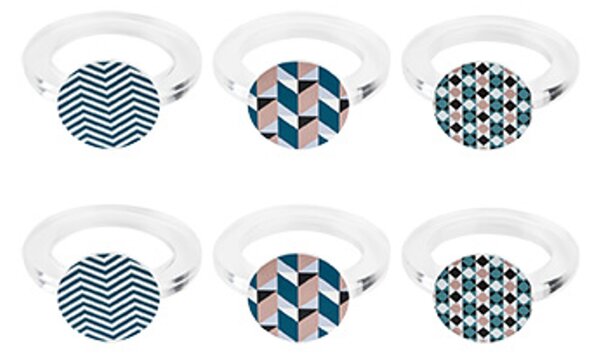 Allaccia tovaglioli ROMBO in cristallo acrilico trasparente con base stampata set da 6 pz 4x4xh5,5 cm decoro MODERN Multicolor