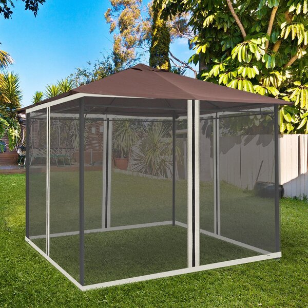 VivaGarden Telo per Gazebo Zanzariera Universale con Cerniere 302x207 cm colore Nero/Beige