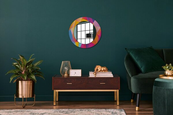 Specchio rotondo cornice con stampa Composizione geometrica fi 50 cm