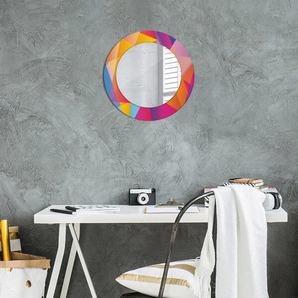Specchio rotondo cornice con stampa Composizione geometrica fi 50 cm