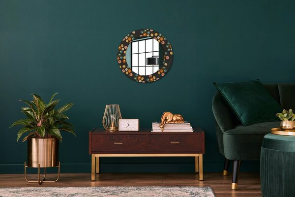 Specchio rotondo cornice con stampa Punti di fiori fi 50 cm