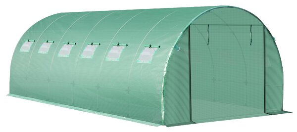 Brugel Telo per Serra in PE con 12 Finestre Porta Avvolgibile e Bordi Interrati 6x3x2 m colore Verde - 823DHGN