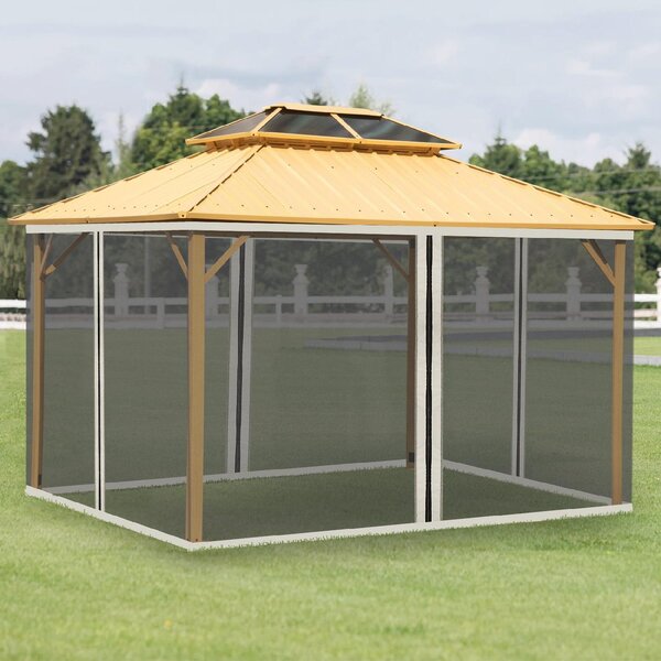 VivaGarden Telo per Gazebo Zanzariera Universale con Cerniere 352x207 cm colore Nero/Beige