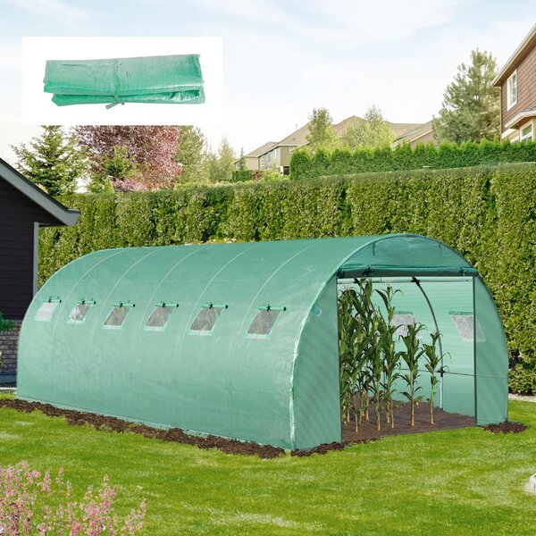 Brugel Telo per Serra in PE con 12 Finestre Porta Avvolgibile e Bordi Interrati 6x3x2 m colore Verde - 823DHGN