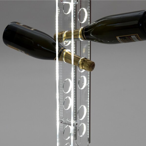 Portabottiglie da Parete BACCO 10.5x6.0xh75 cm in Plexiglas trasparente con LED
