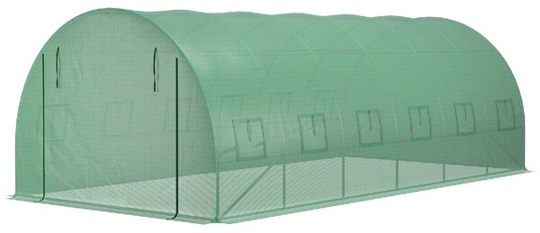 Brugel Telo per Serra in PE con 12 Finestre Porta Avvolgibile e Bordi Interrati 6x3x2 m colore Verde - 823DHGN