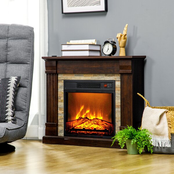 HOMCOM Camino Elettrico da Incasso a Terra con Timer, Fiamma e Temperatura Regolabile, 80x21.6x67.8 cm, Marrone | Aosom Italy