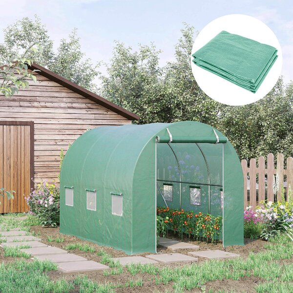 Brugel Telo per Serra in PE con 6 Finestre Porta Avvolgibile e Bordi Interrati 3x2x2 m colore Verde - 824DHGN