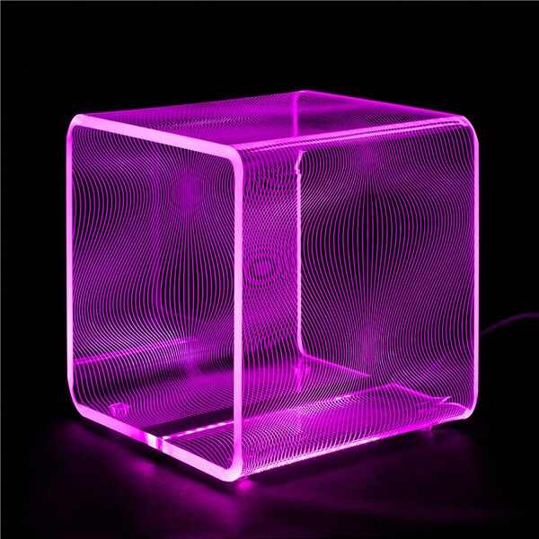 Lampada da tavolo Tavolino luminoso A CUBO LED EXTRA LARGE RGB 37,5x37x5x37,5 cm 15 W -6.000 K in Cristallo acrilico incisoFlots